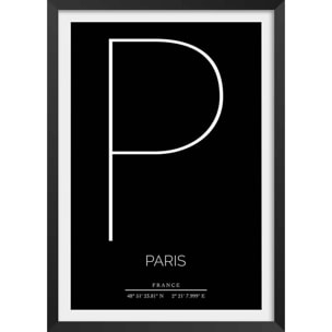 Poster p paris Affiche + cadre en bois - Noir