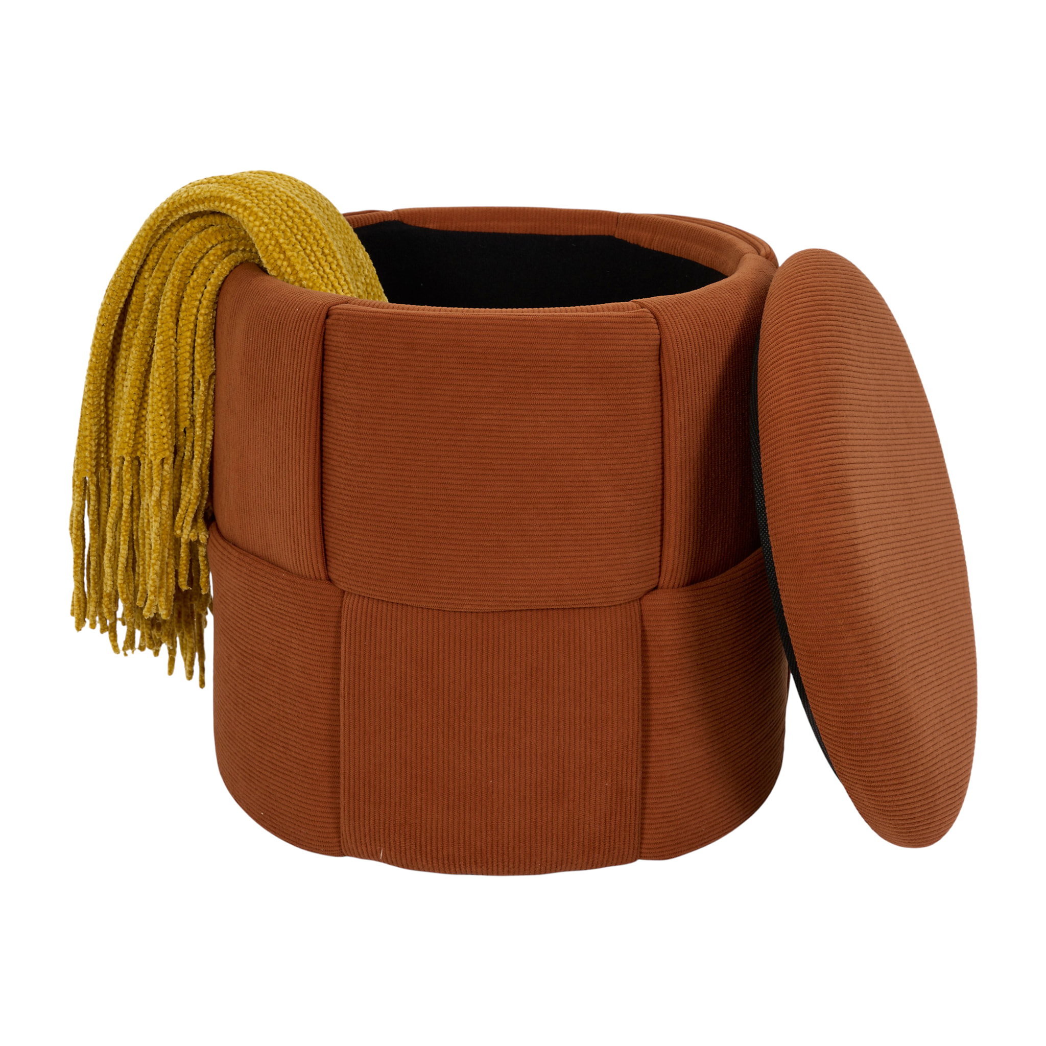 Pouf - HOME DECO FACTORY - Jules - Rangement - Tressé - Terracotta
