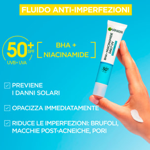 Fluido Anti-Imperfezioni Anti-UV PureActive SPF 50+ Opacizzante con BHA e Niacinamide - Flacone da 40ml