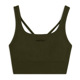 Top sportivo seamless supporto medio con inserti a costine
