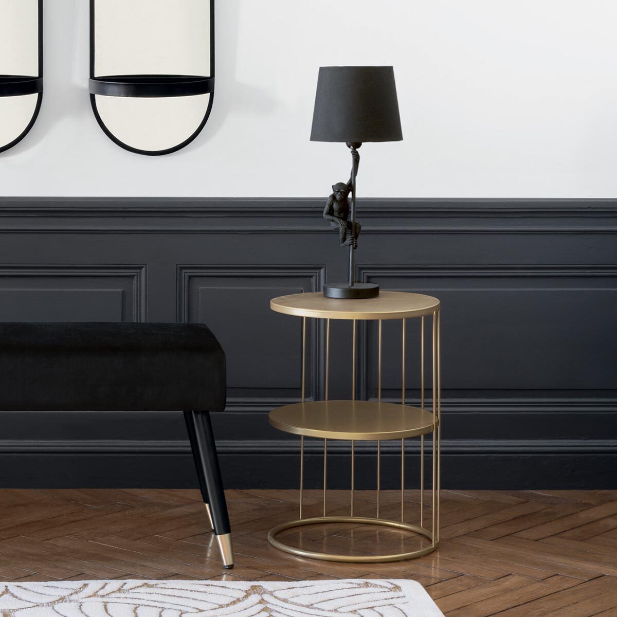 Table d'appoint "Kobu" doré D36cm