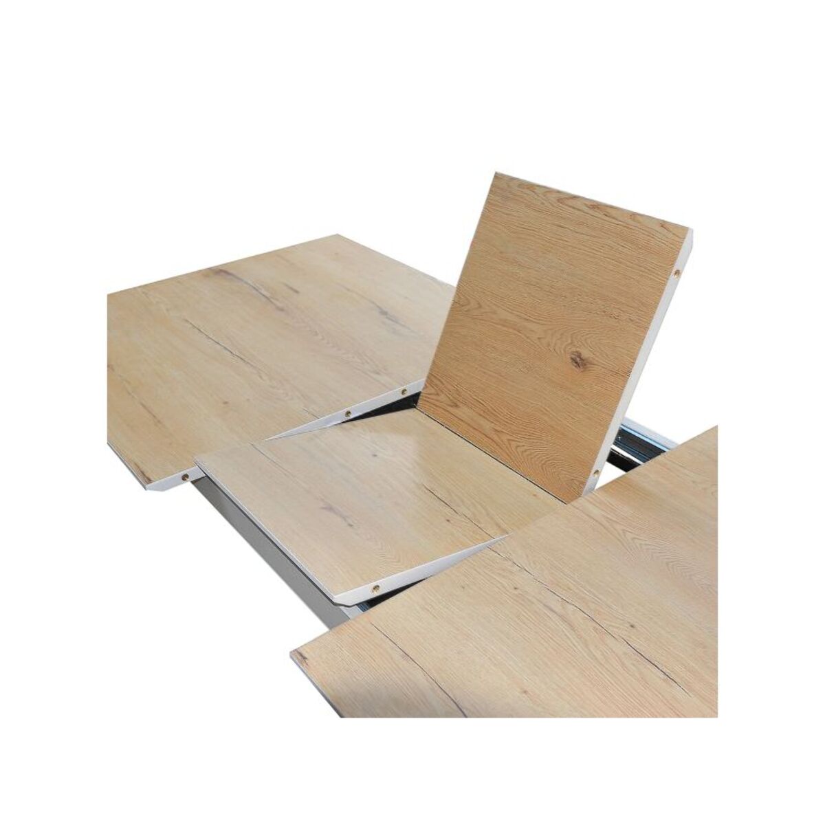 Table extensible L. 160/200 cm plateau placage en bois chêne - LOANA