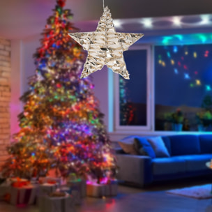 estrella metálica decorativa luminosa con 40 micro led blanco cálido de diseño retorcido 30x8x30cm