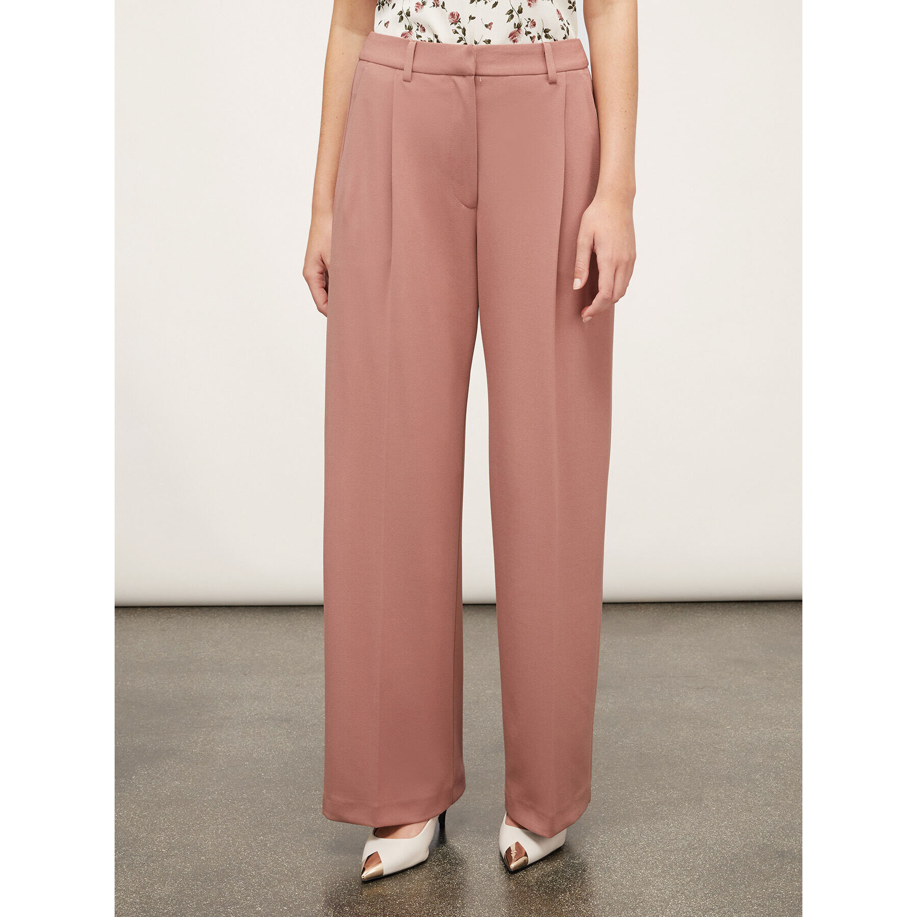 Motivi - Pantalón modelo palazzo con pliegues - Rosa