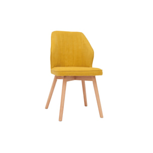 Chaises design en tissu effet velours jaune moutarde et bois clair (lot de 2) FANETTE