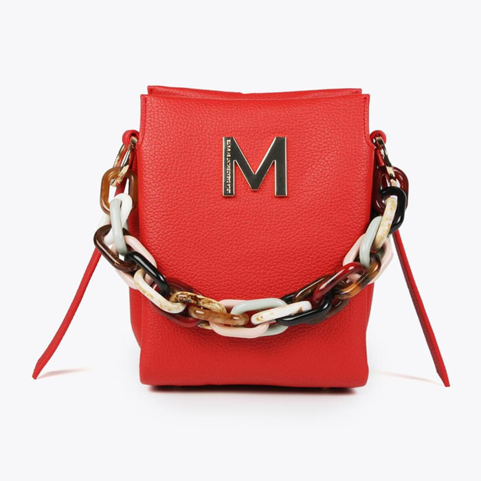 Borsa effetto pelle con manico multicolore