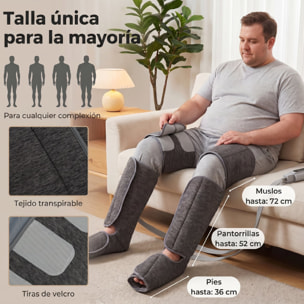 Masajeador de Piernas con Calor y Compresión de Aire, Presoterapia para Casa, 3 Modos, para Pantorrillas, Muslos y Pies, Alivio de la Fatiga para Mujer y Hombre