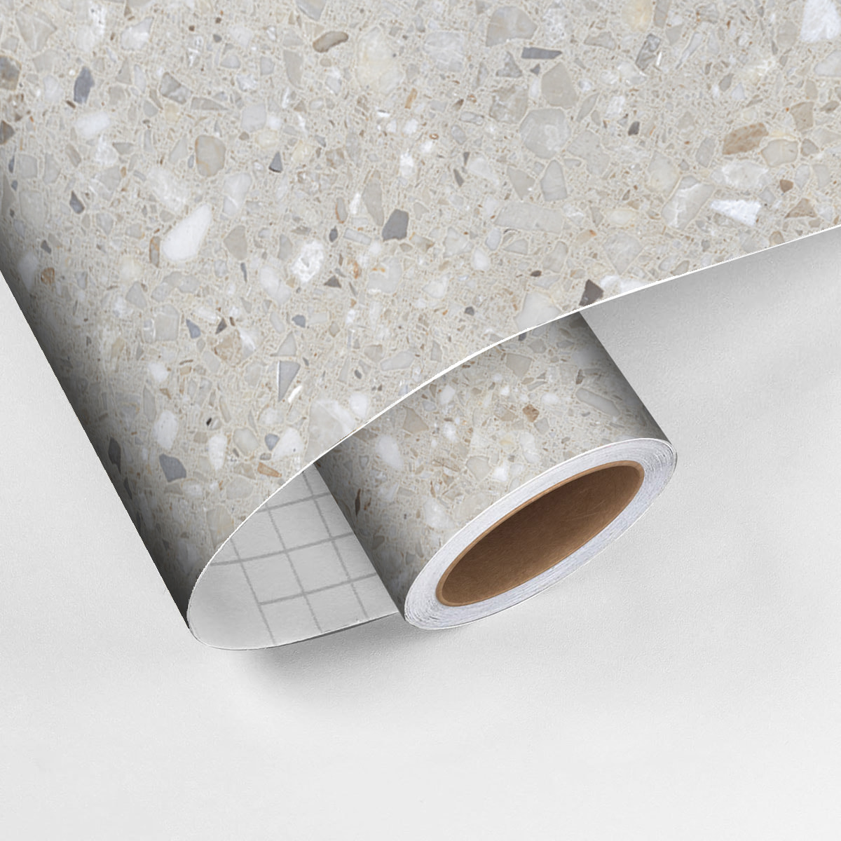 Sticker crédence adhésive - TERRAZZO GRIS BLANC - 60x200cm