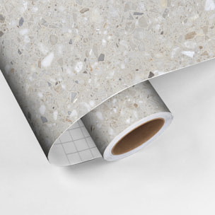 Sticker crédence adhésive - TERRAZZO GRIS BLANC - 60x200cm
