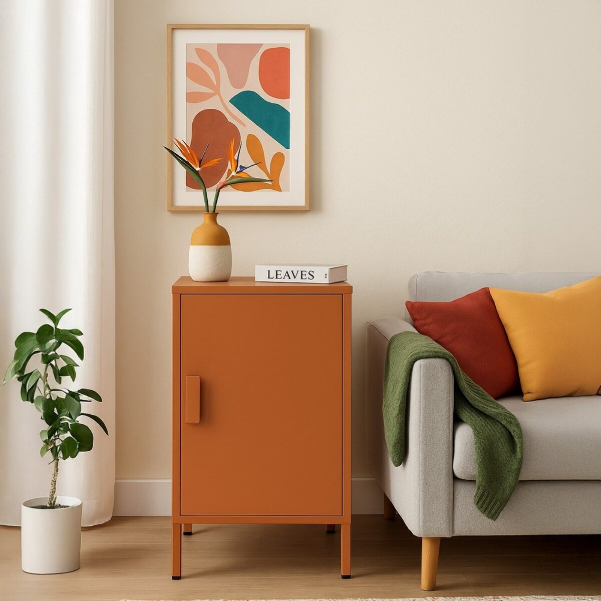 Armadietto basso in metallo 1 anta 35x46x72cm mattone - Pop