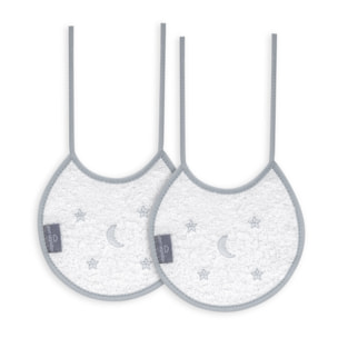 Pack 2 Baberos Don Algodon 20X20 Modelo Estrellas Luna Bco/Gris