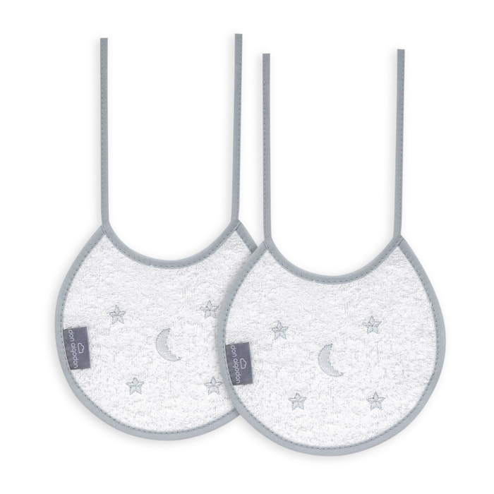 Pack 2 Baberos Don Algodon 20X20 Modelo Estrellas Luna Bco/Gris