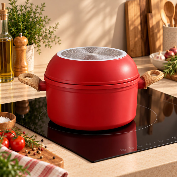Batterie de cuisine amovible 8 pièces magenta en aluminium recyclé COLORAMA