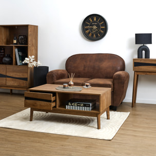 Table Basse - HOME DECO FACTORY - Forest - Pratique - Chaleureuse - Marron et Noir