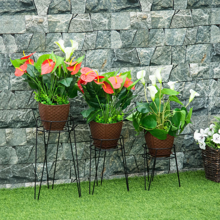 Supports de pots de fleurs design en épingle - supports à plantes - métal époxy noir