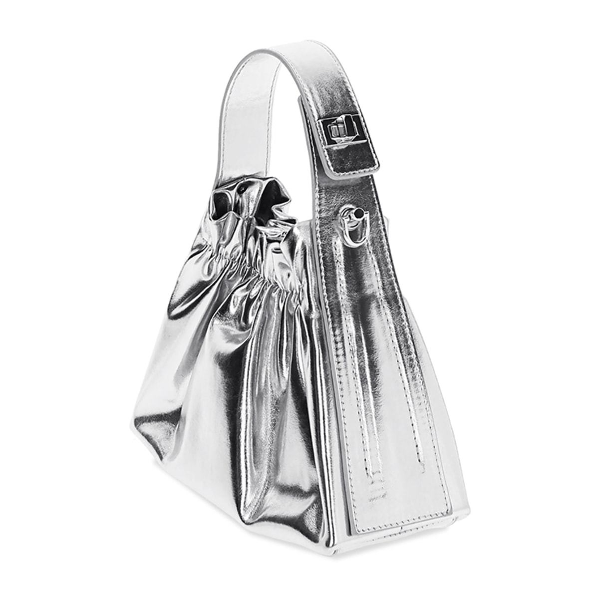 Mini bag donna argento in laminato
