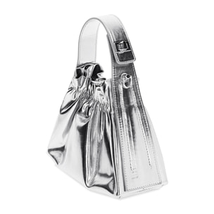 Mini bag donna argento in laminato