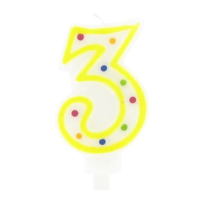 Bougie anniversaire chiffre 3 Fackelmann Rio Party