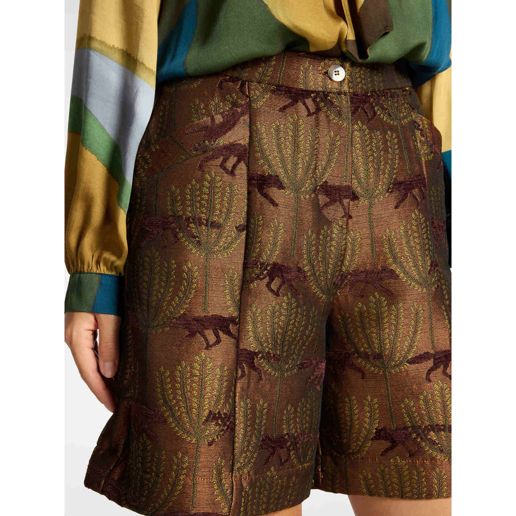 Elena Mirò - Bermuda sartoriali jacquard - Marrone