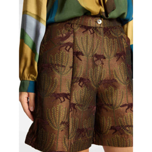 Elena Mirò - Bermuda sartoriali jacquard - Marrone