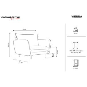 Fauteuil "Vienna" en velours bleu foncé