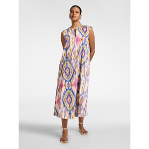 Elena Mirò - Vestido largo en popelín estampado - Violeta