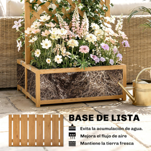 Outsunny Jardinera con Enrejado de Madera, Jardinera Exterior Grande para Plantas Trepadoras, con 2 Cajas Plegables, Base de Listones, Macetero Elevado para Patio, Terraza, 73x70x170 cm, Natural
