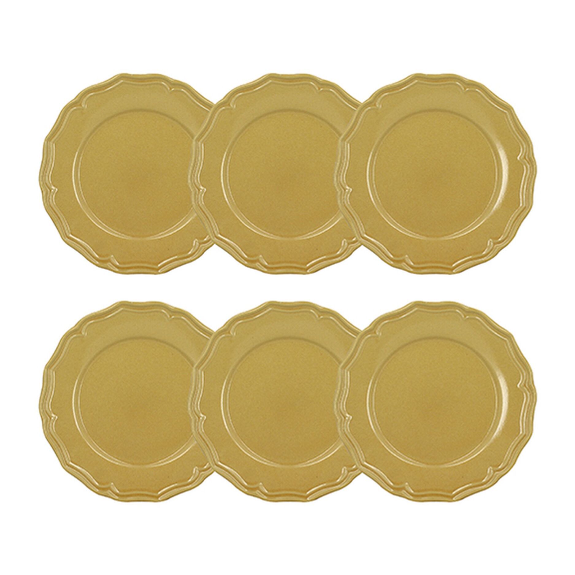 Lot de 6 assiettes à dessert 22cm en grès jaune SIGNATURE