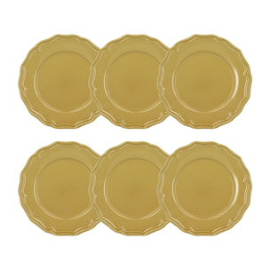 Lot de 6 assiettes à dessert 22cm en grès jaune SIGNATURE