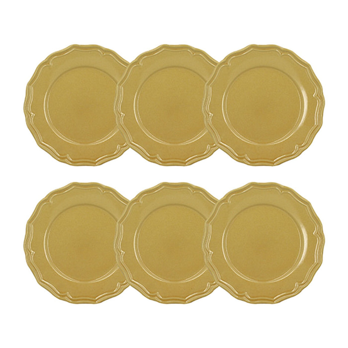 Lot de 6 assiettes à dessert 22cm en grès jaune SIGNATURE