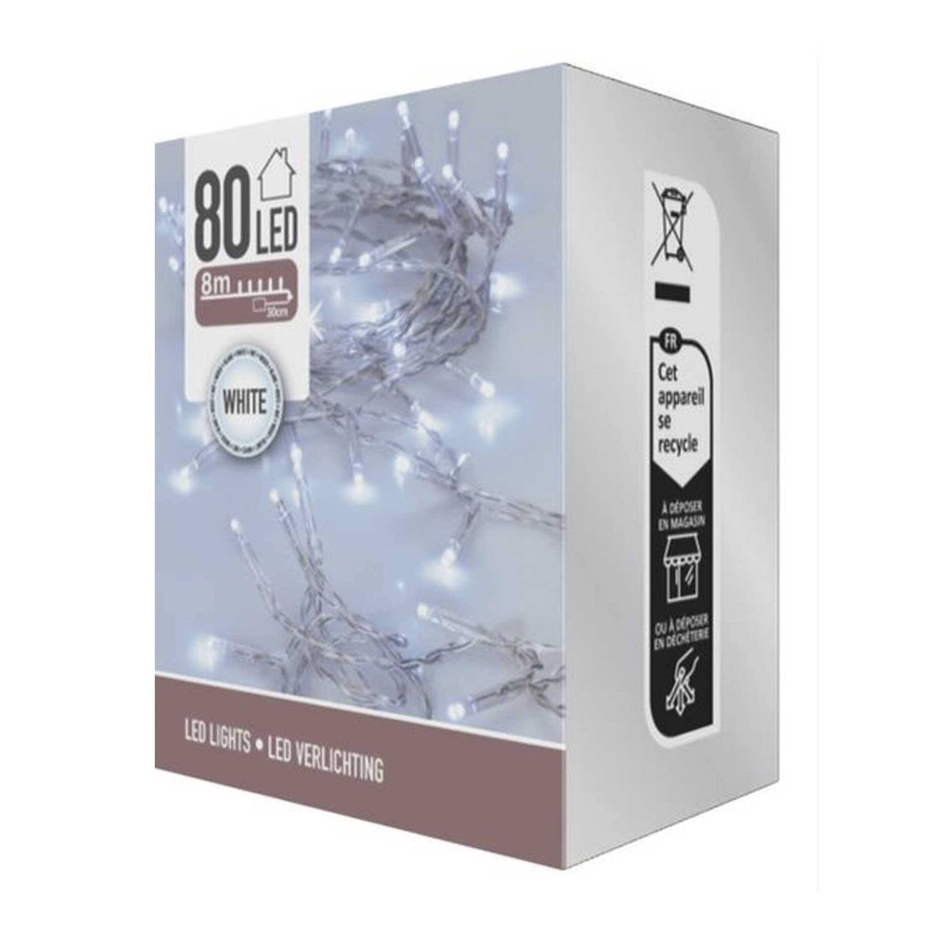 guirnalda con 80 luces led blanco con cable transparente