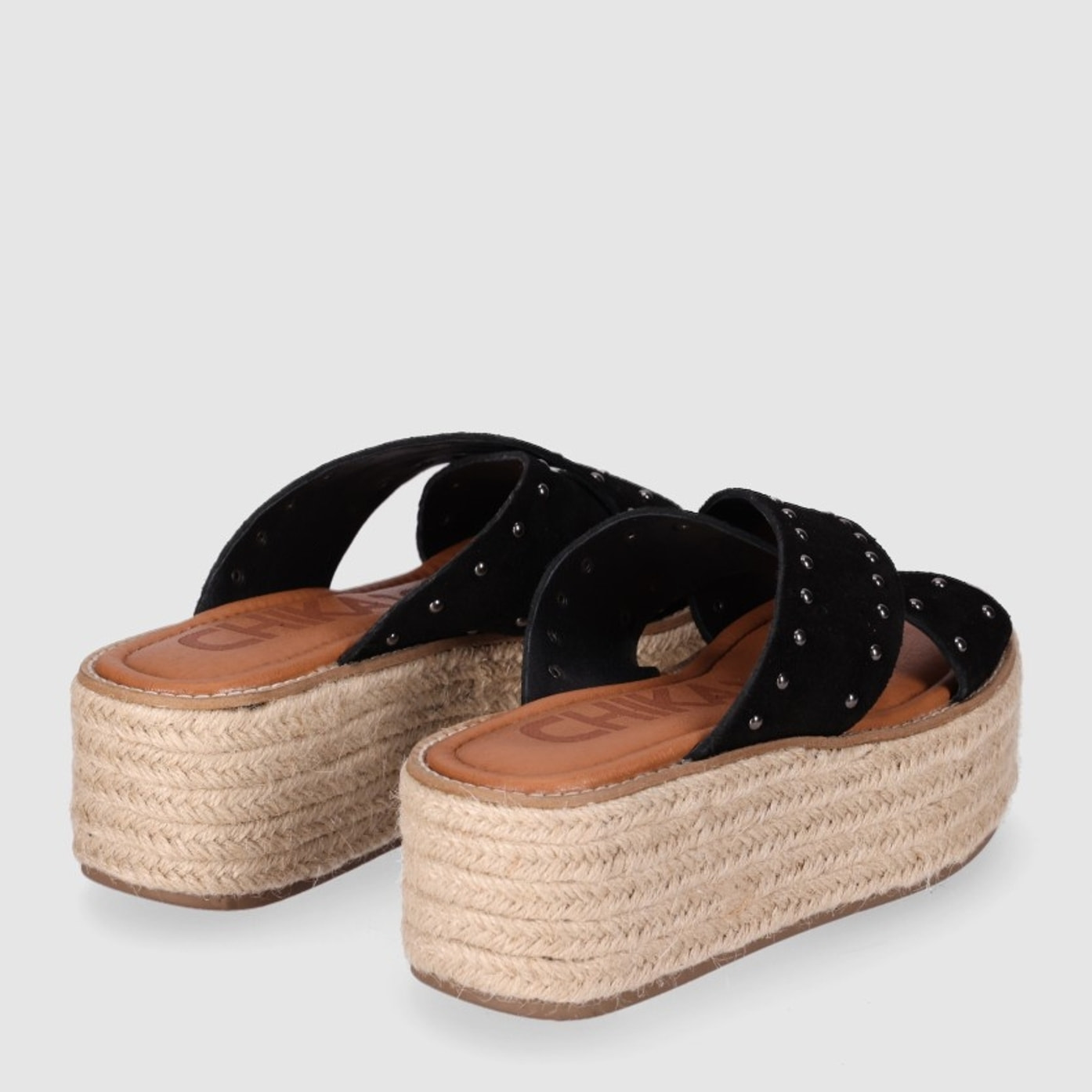 Sandalias de Serraje - Negro - Tacón: 6 cm