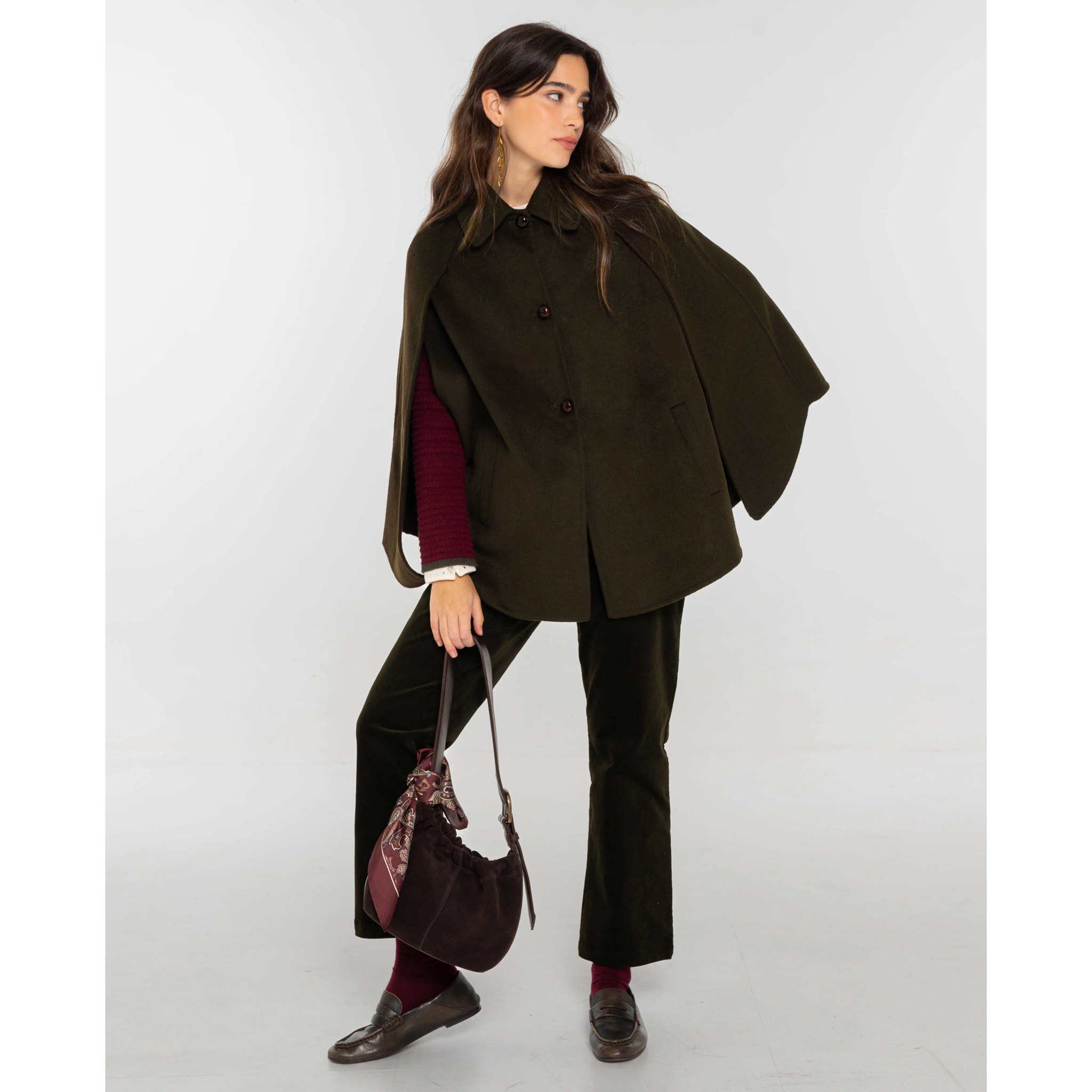 Chaqueta con lana, manga raglán de mujer