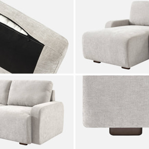 Canapé d'angle gauche 3 places tissu gris clair L 260 x P 88 / 139cm / x H 87cm - Dany