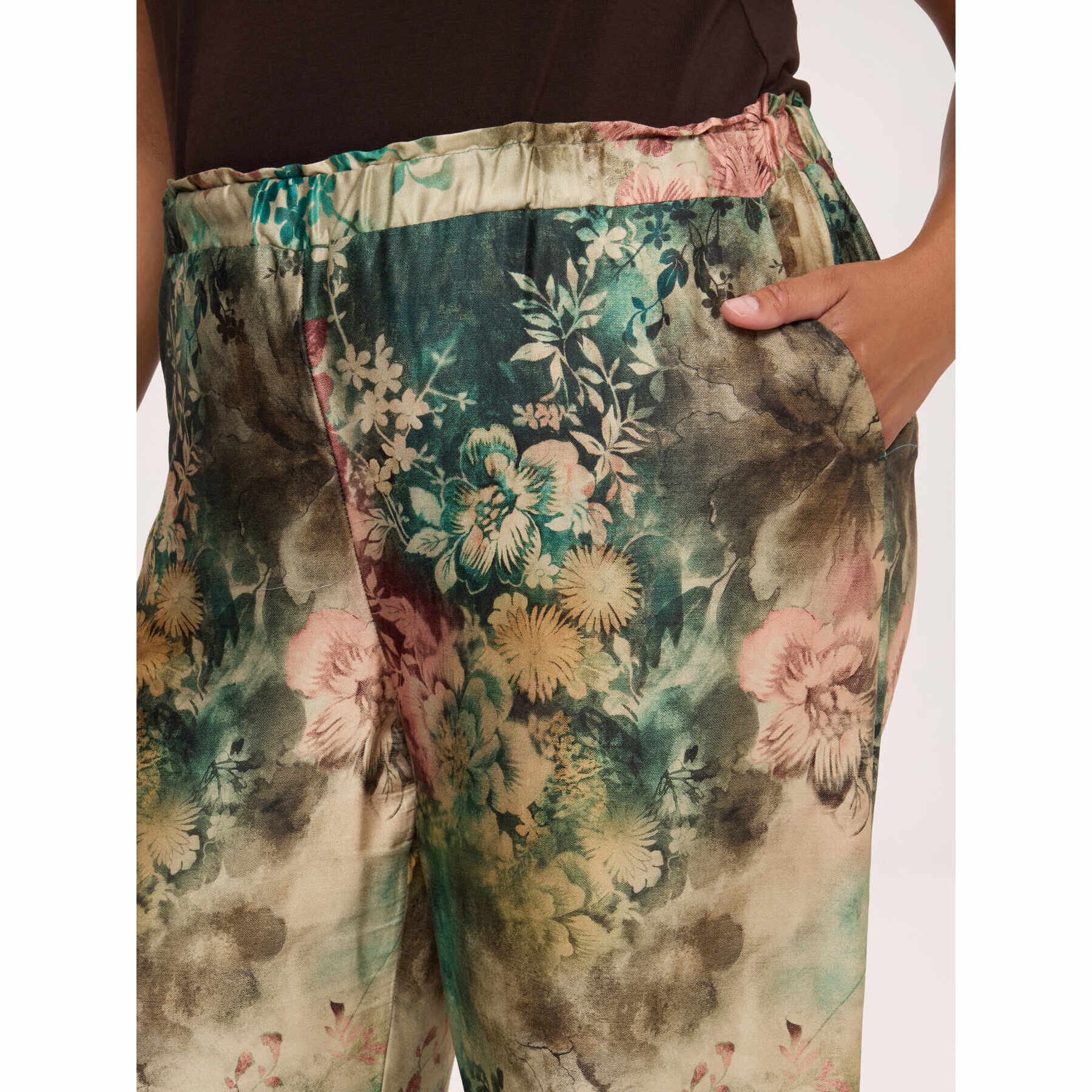 Fiorella Rubino - Pantaloni Wide Leg in raso di viscosa - Beige