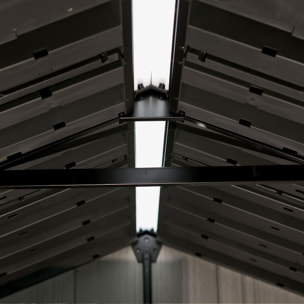 Newton + 759/975 - Casetta da Giardino 287x246z230 cm 2 Ante per deposito attrezzi finitura effetto legno Evotech+ in Resina Marrone e Nero