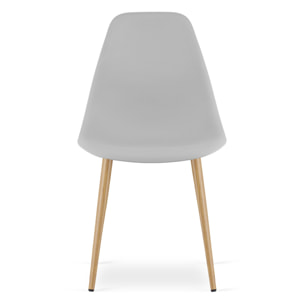 Sedia scandinava WAT in polipropilene grigio e metallo effetto legno