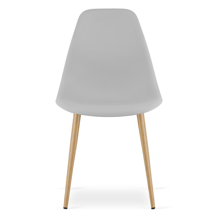 Sedia scandinava WAT in polipropilene grigio e metallo effetto legno