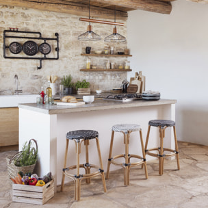 Tabouret de bar "Trecia" en rotin 40x40cm blanc