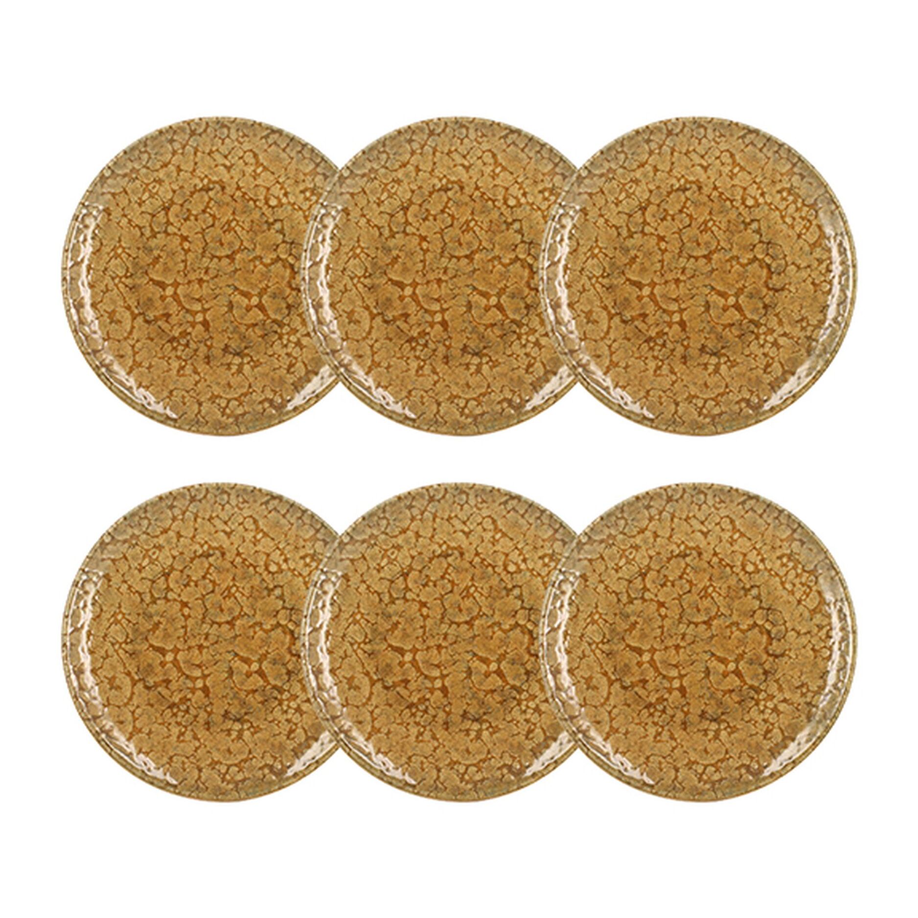 Lot de 6 assiettes à dessert 20cm en grès jaune  NATURA