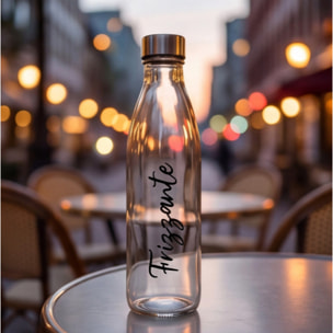 Set 6 bottiglie in vetro da 1 litro con tappo in acciaio inox, bottiglie per acqua naturale e frizzante, resistenti e riutilizzabili, design elegante per tavola e frigorifero, facili da pulire, ideali per casa ristorante e ufficio