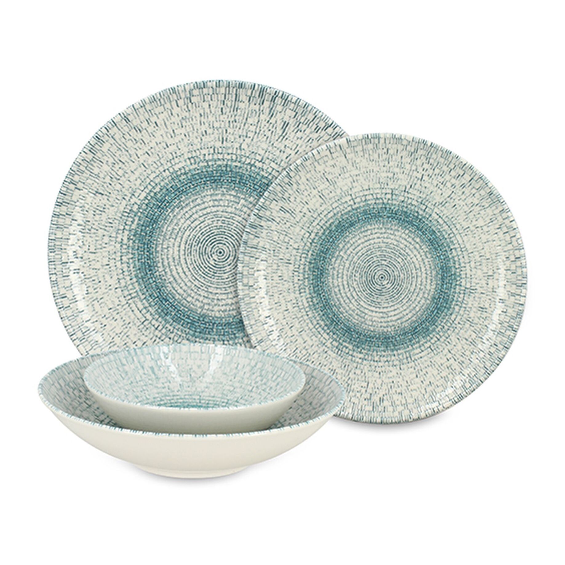 Service de table 48 pièces en porcelaine blanche et bleue AQUA