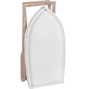 Tavolino pieghevole GOZZO in legno bianco e gambe naturali, finitura invecchiata 76 x 40 cm