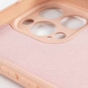 DAM Custodia  Essential in silicone con protezione per fotocamera per iPhone 13 Pro Max. Interno in morbido velluto. 8,09x1,04x16,36 cm. Colore: rosa chiaro