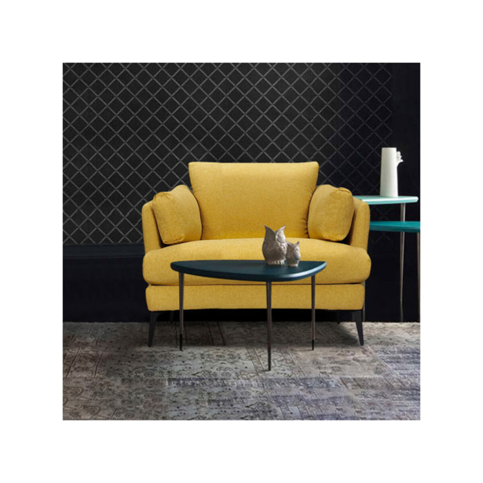 Fauteuil moelleux avec pieds métal noir - DANY