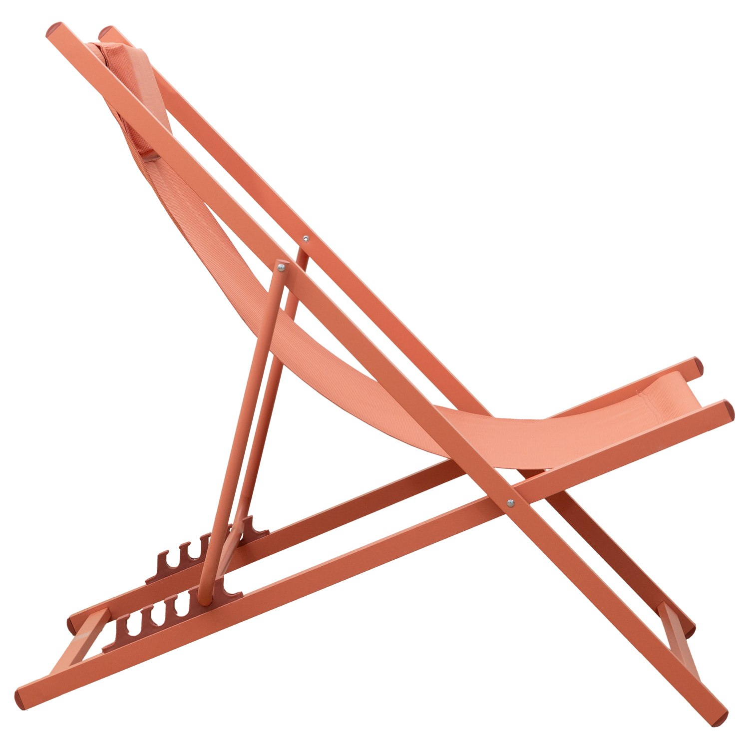 Lot de 2 chiliennes CYPRUS - textilène terracotta/structure terracotta