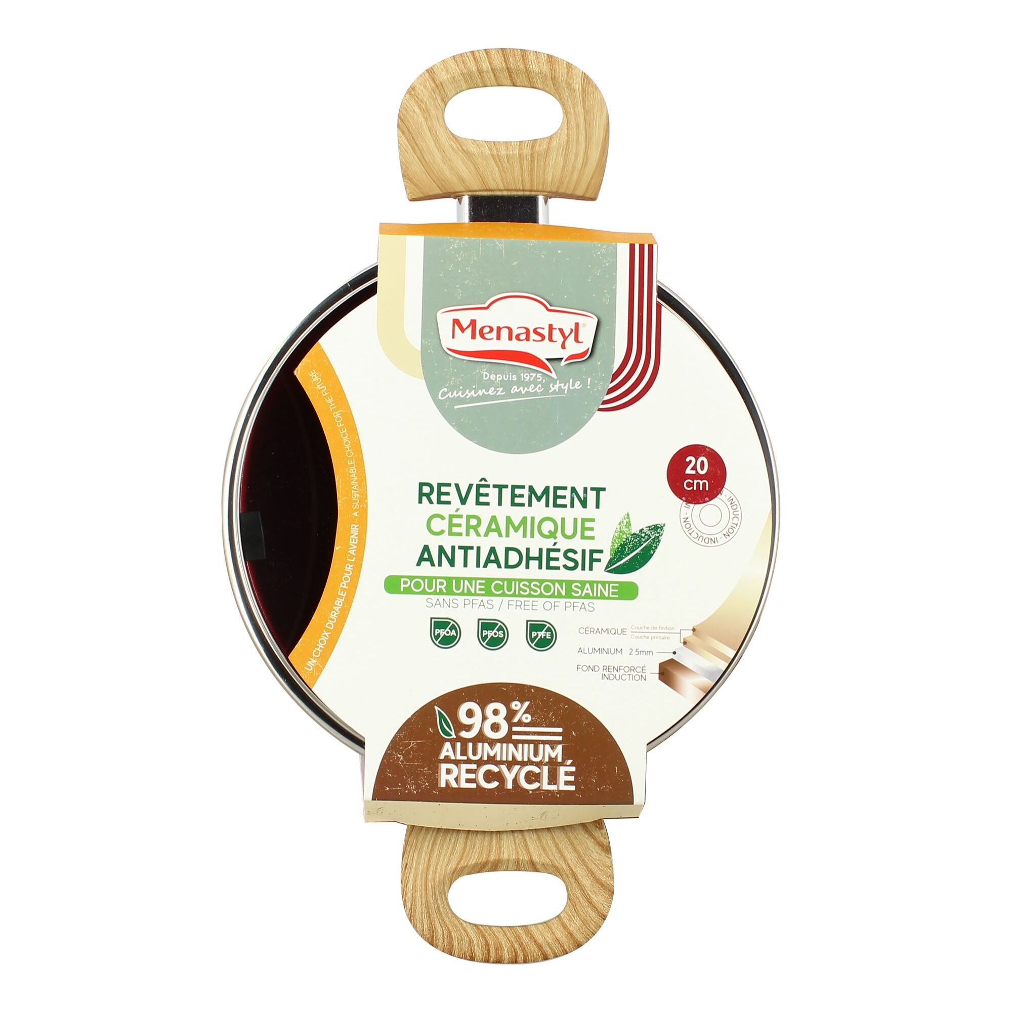 Faitout 20cm avec revêtement céramique rouge - tous feux COLORAMA