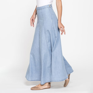GONNA LUNGA MODELLO A PANNELLI IN DENIM LEGGERO 7oz