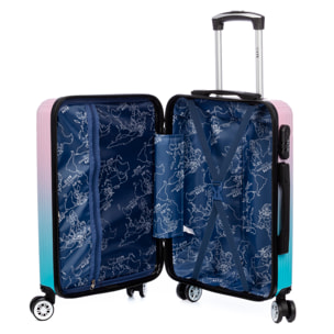 Valigia da cabina trolley in PP resistente agli urti. Chiusura numerica, 4 ruote doppie rimovibili e rotanti a 360°.