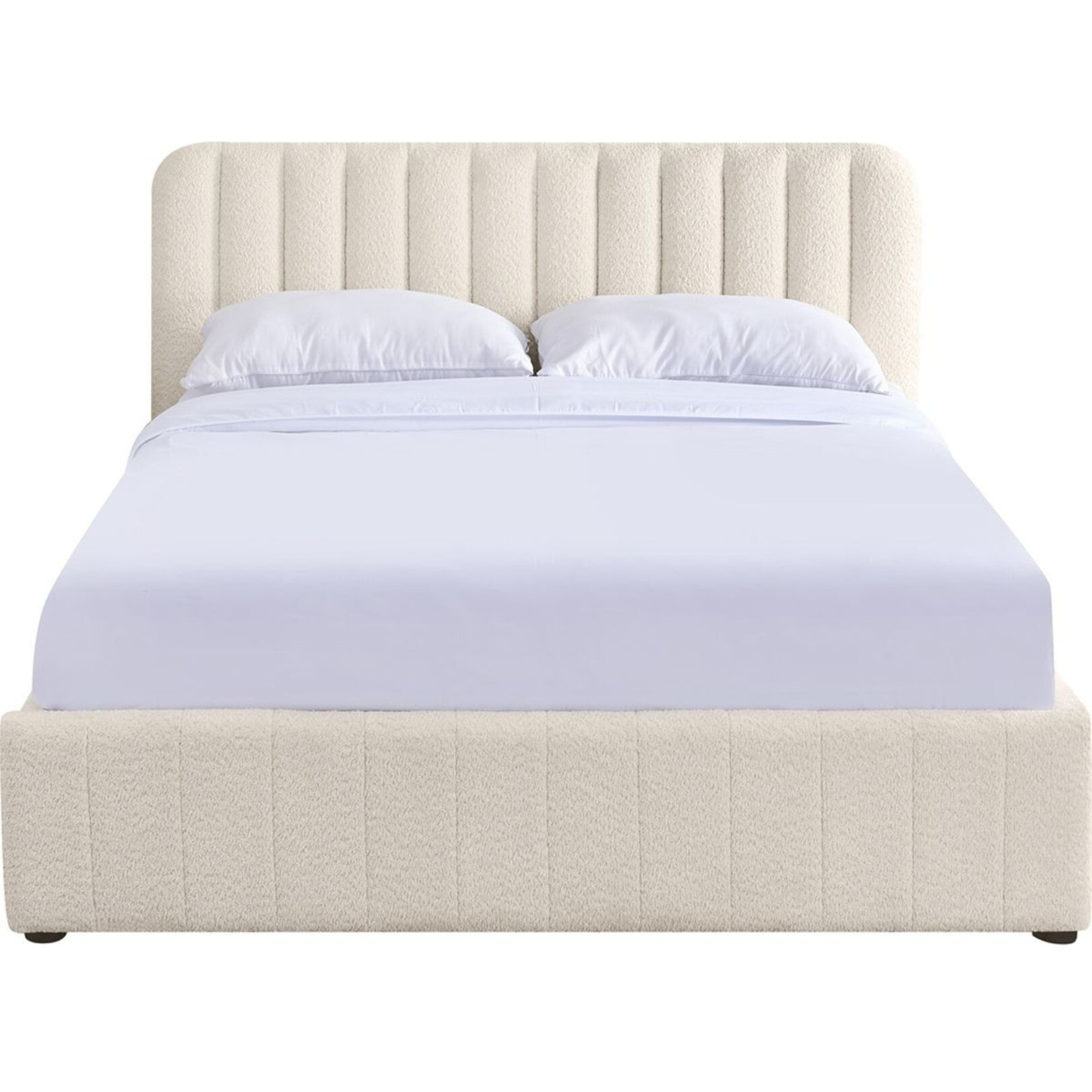 Lit coffre avec tête de lit en tissu bouclé - AVA